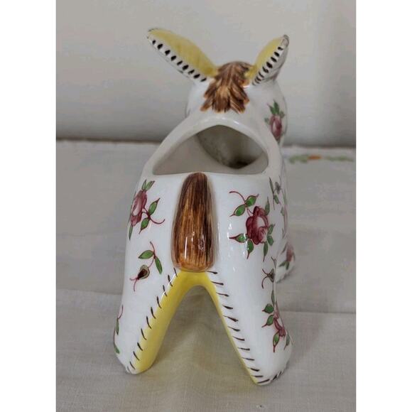 Vintage Lefton Ceramic Pottery Floral Patchwork Donkey Planter Roses Japanese - Picture 4 of 15